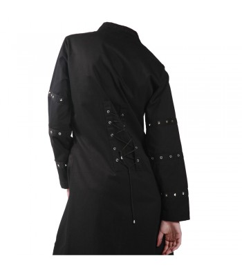 Women Gothic Long Lacing on the Back Side Zipper Coat 